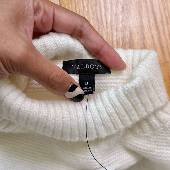 Talbots Women’s Wool Blend Turtleneck Long Sleeve Sweater Sequin Stripe Gray M - Picture 14 of 16